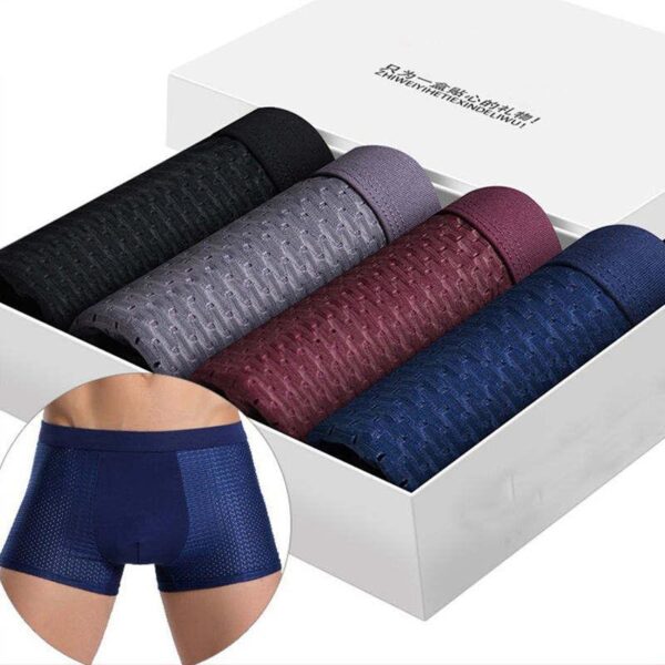 Men's Bamboo Fiber Boxers 4 Pcs/Set